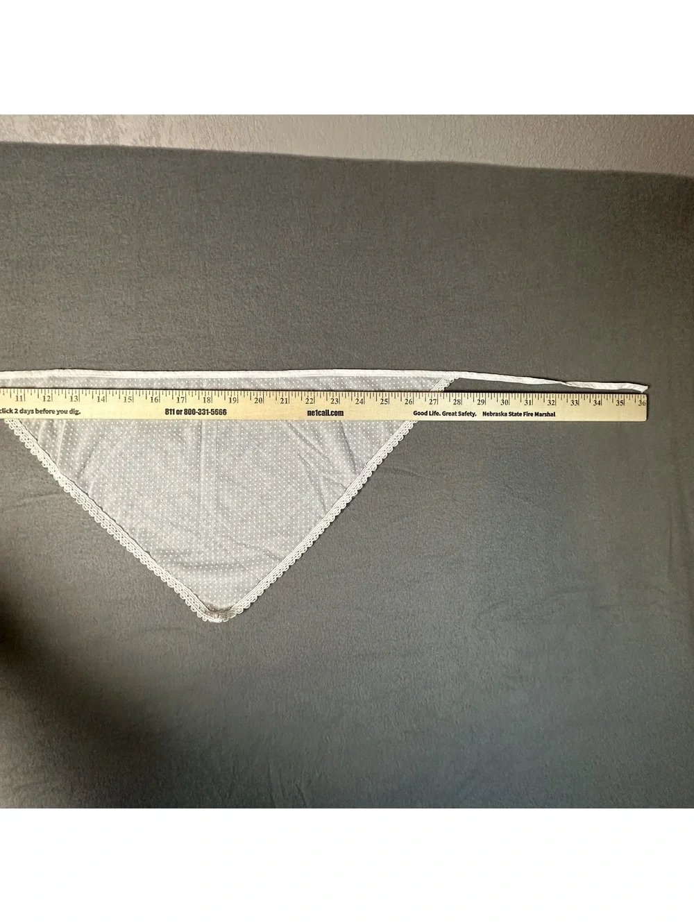 Vintage White Sheer Polka Dot Lace Trim Triangle Scarf